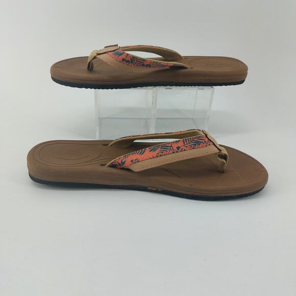 Hi Tide Flip Flop Sandals XH-0521-10 Coral Green Hawaiian Print Size 10 - Picture 3 of 12